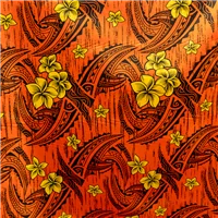 Fabric Poplin Print Col 1 Orange Yellow